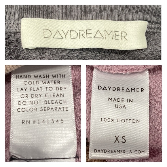 DAYDREAMER Flying V Tie Dye Varsity Crew Sweatshirt In Black Combo size XS - Picture 10 of 12